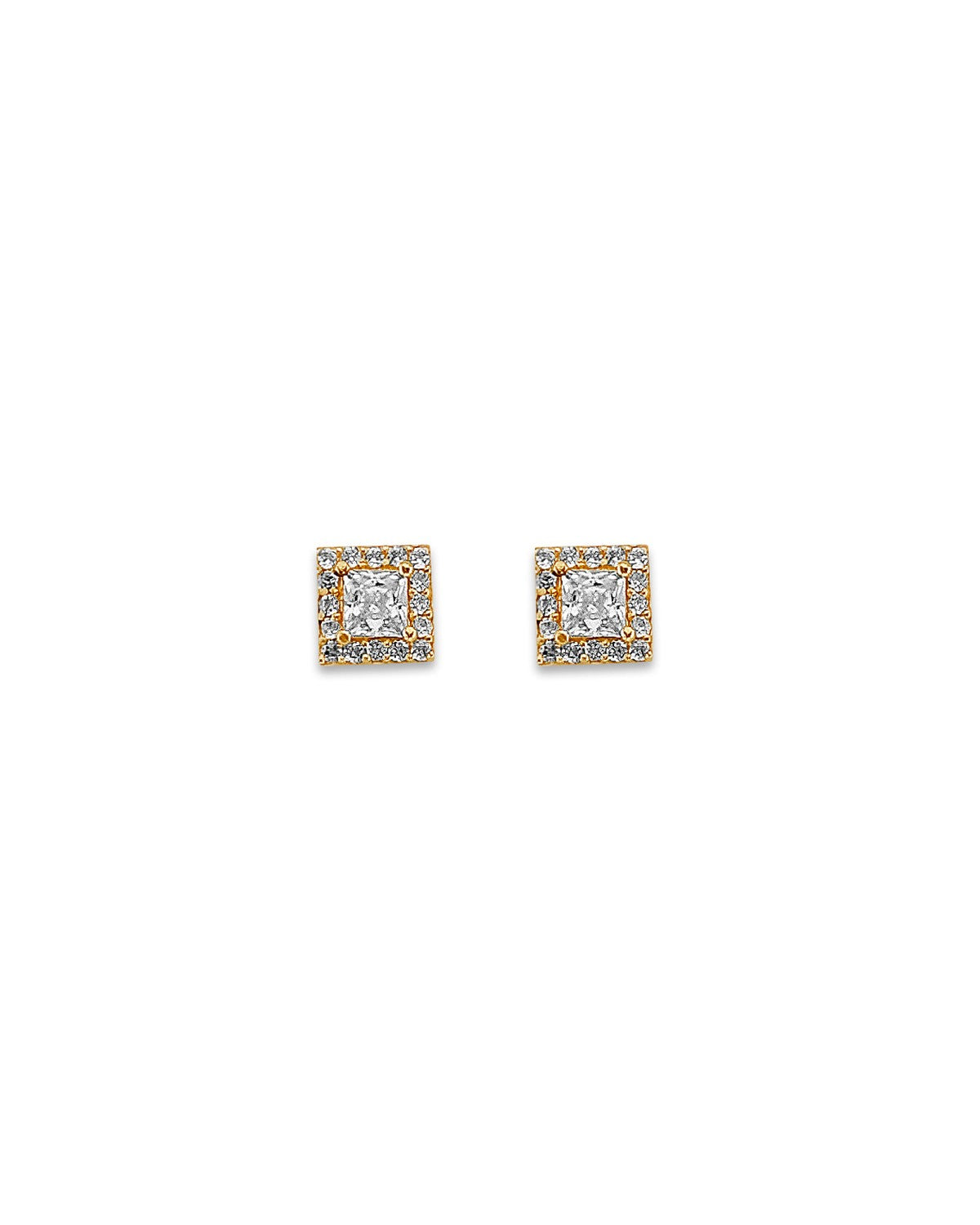 14K Yellow Gold Cluster CZ Stud Earrings with Screw Back (ST-0866)