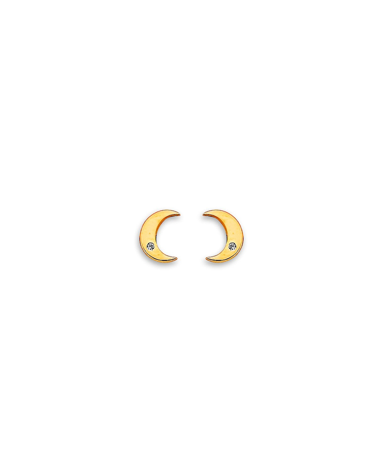 14K Yellow Gold Moon CZ Stud Earrings with Screw Back (ST-0869)