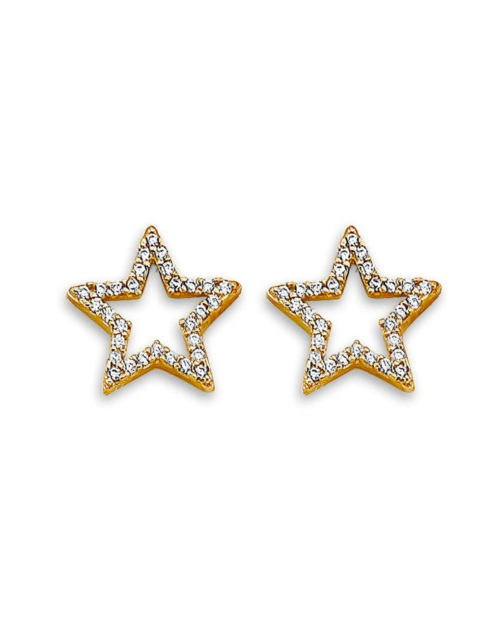 14K Yellow Gold Star CZ Stud Earrings with Screw Back (ST-0870)