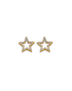 14K Yellow Gold Star CZ Stud Earrings with Screw Back (ST-0870)