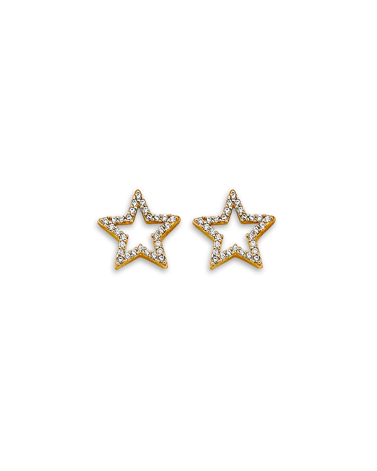 14K Yellow Gold Star CZ Stud Earrings with Screw Back (ST-0870)