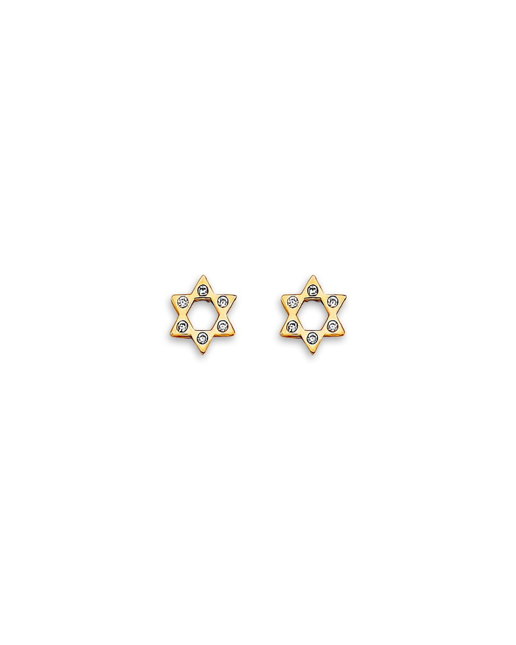 14K Yellow Gold Star CZ Stud Earrings with Screw Back (ST-0872)