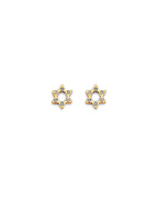 14K Yellow Gold Star CZ Stud Earrings with Screw Back (ST-0872)