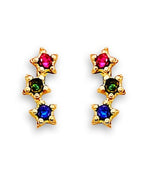 14K Yellow Gold Star CZ Stud Earrings with Screw Back (ST-0876)