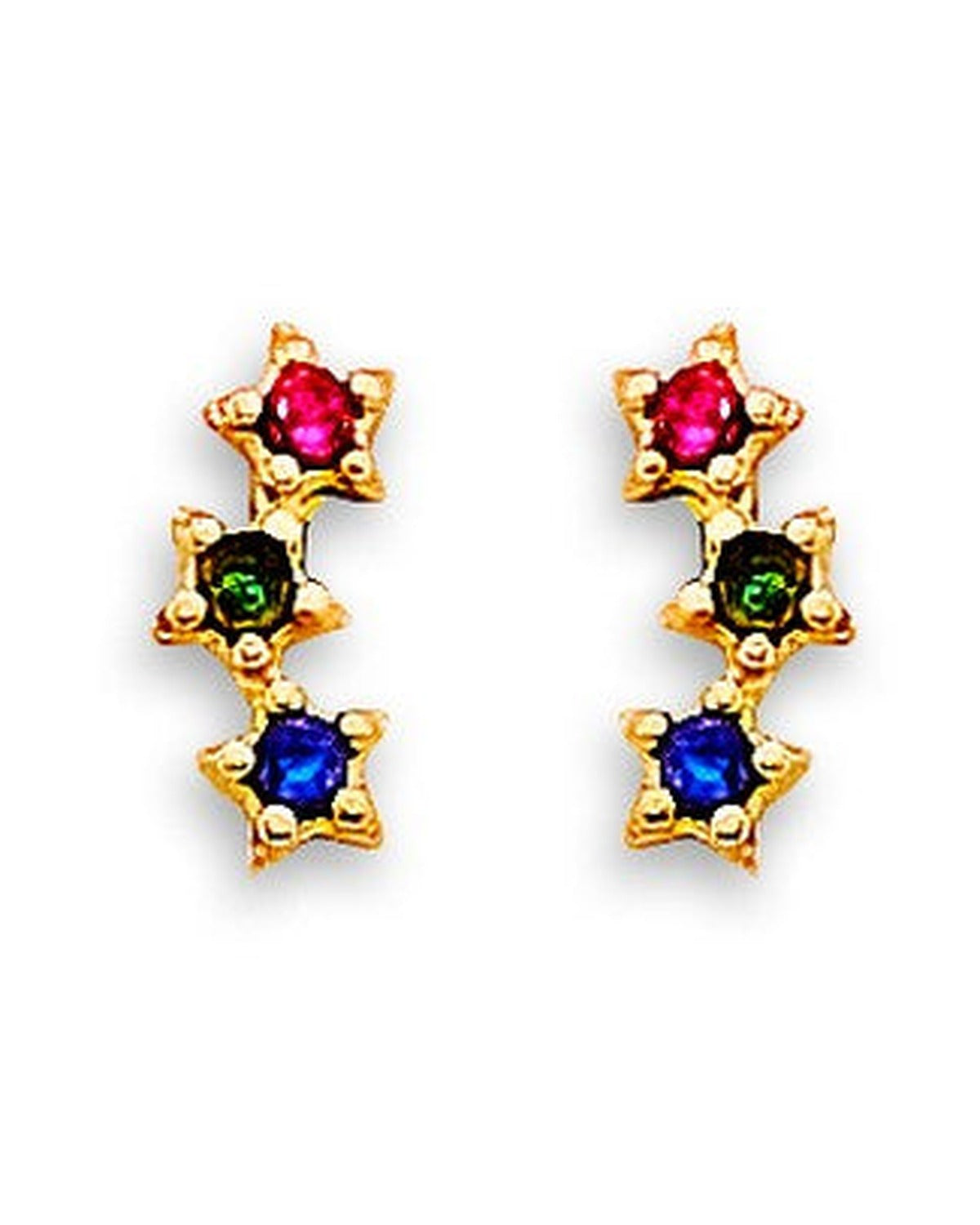 14K Yellow Gold Star CZ Stud Earrings with Screw Back (ST-0876)