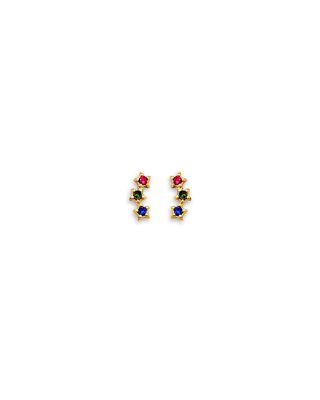 14K Yellow Gold Star CZ Stud Earrings with Screw Back (ST-0876)