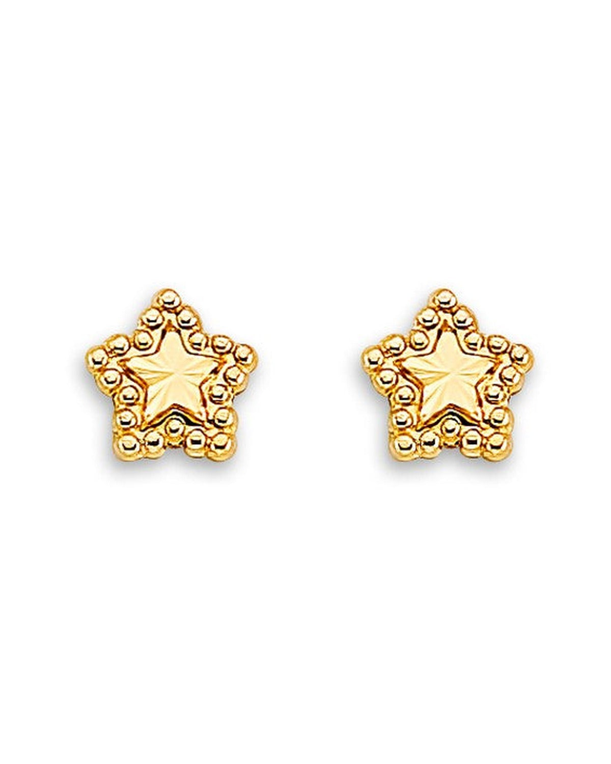 14K Yellow Gold Star Stud Earrings with Screw Back (ST-0879)
