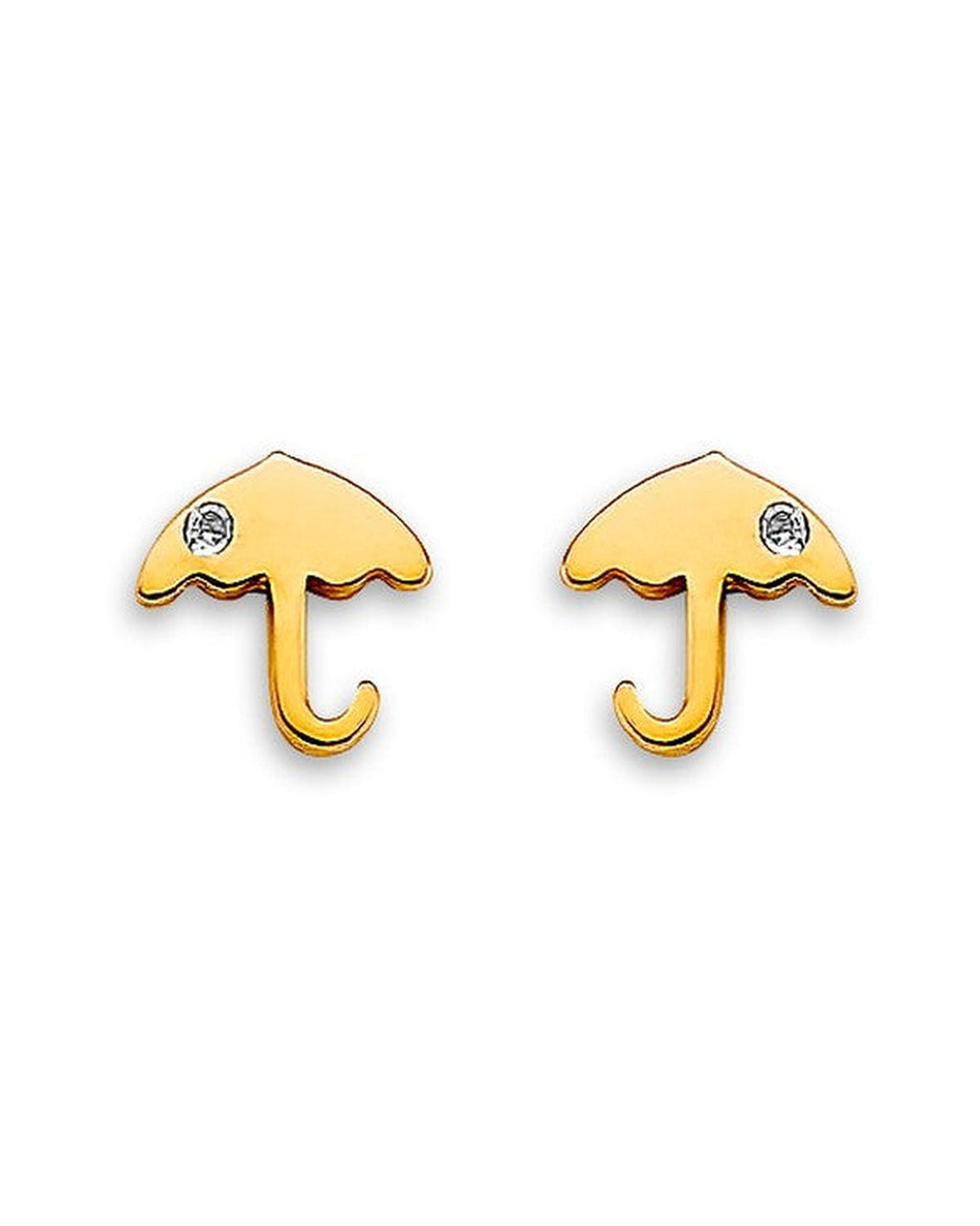 14K Yellow Gold Umbrella CZ Stud Earrings with Screw Back (ST-0880)