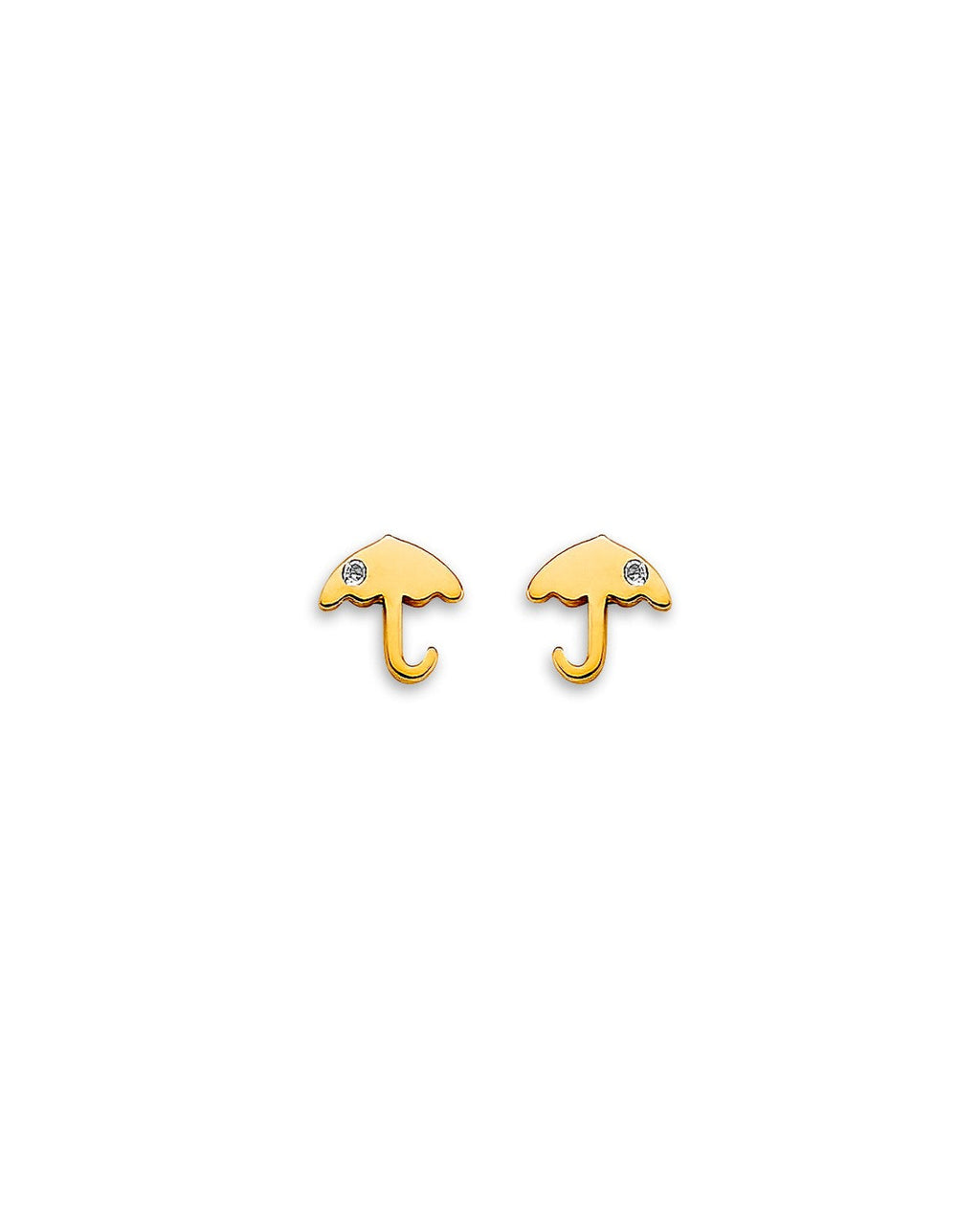 14K Yellow Gold Umbrella CZ Stud Earrings with Screw Back (ST-0880)