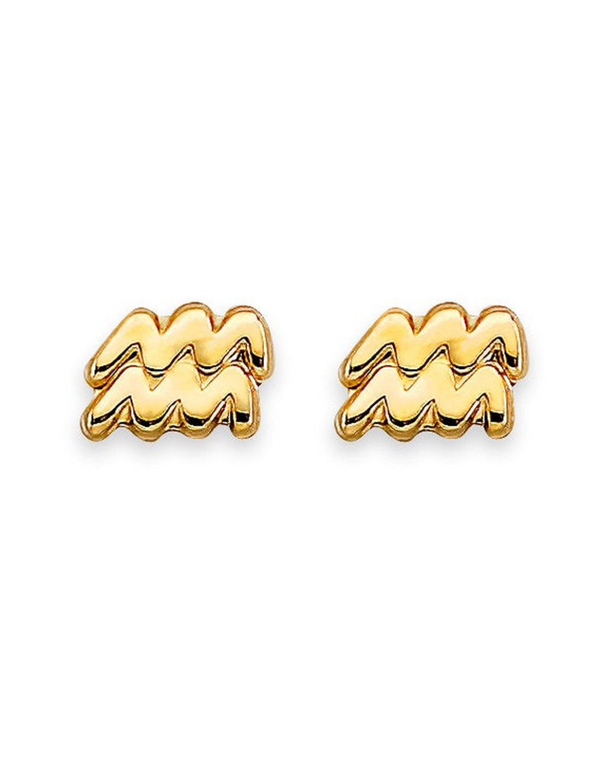 14K Yellow Gold Zodiac-Aquarius Stud Earrings with Screw Back (ST-0881-AQUAR)