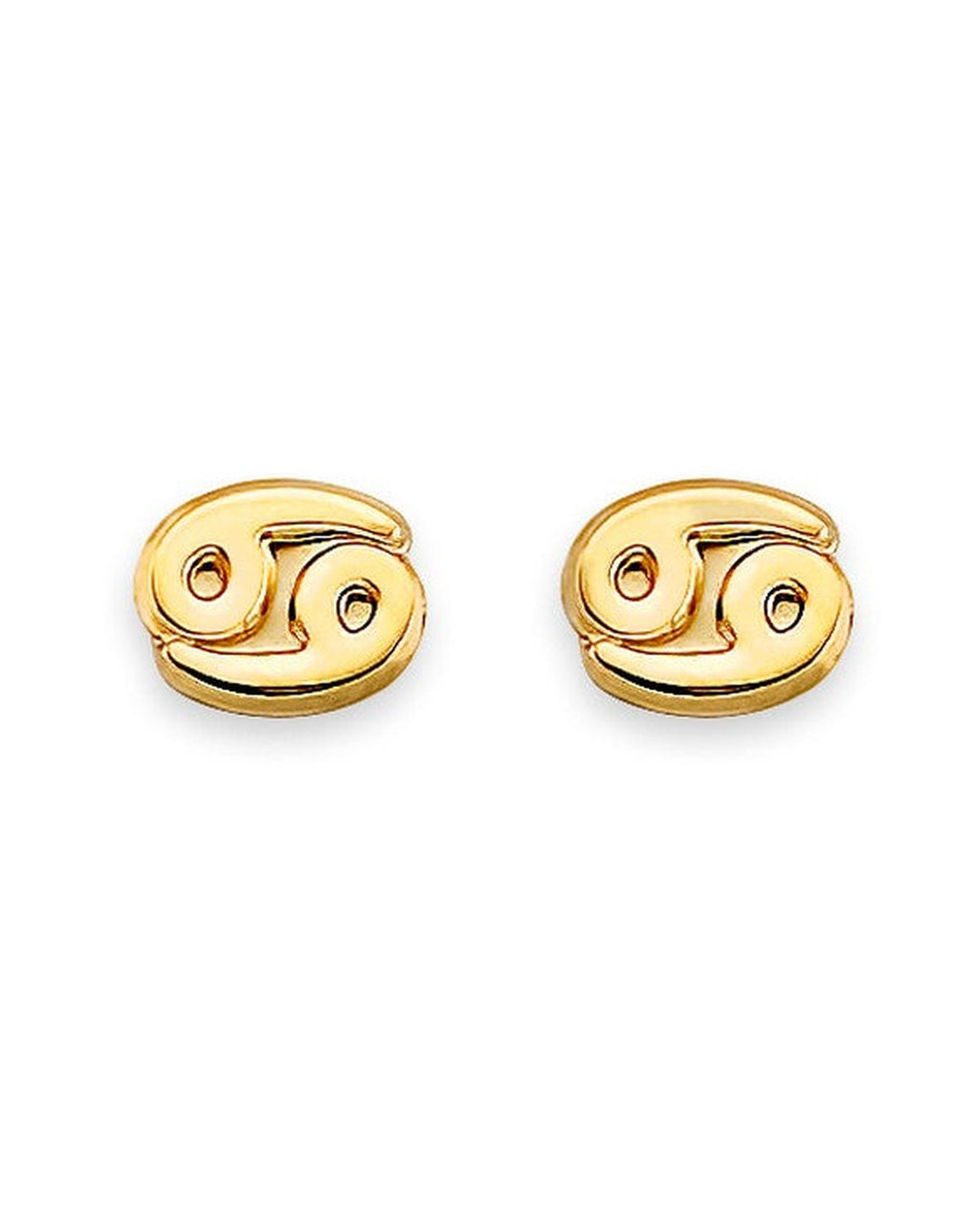 14K Yellow Gold Zodiac-Cancer Stud Earrings with Screw Back (ST-0881-CANCE)
