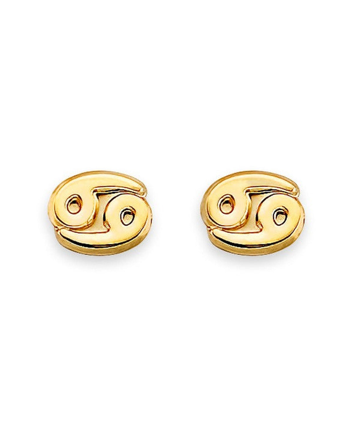 14K Yellow Gold Zodiac-Cancer Stud Earrings with Screw Back (ST-0881-CANCE)