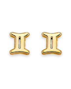 14K Yellow Gold Zodiac-Gemini Stud Earrings with Screw Back (ST-0881-GEMIN)