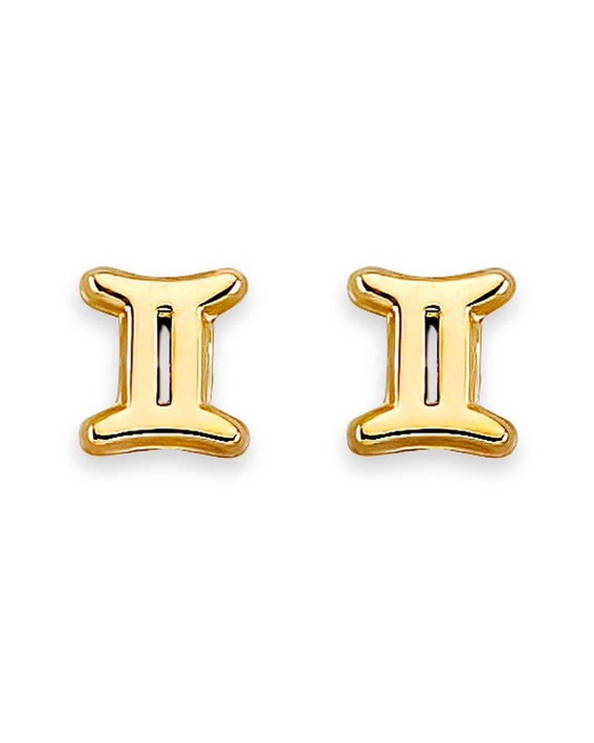 14K Yellow Gold Zodiac-Gemini Stud Earrings with Screw Back (ST-0881-GEMIN)