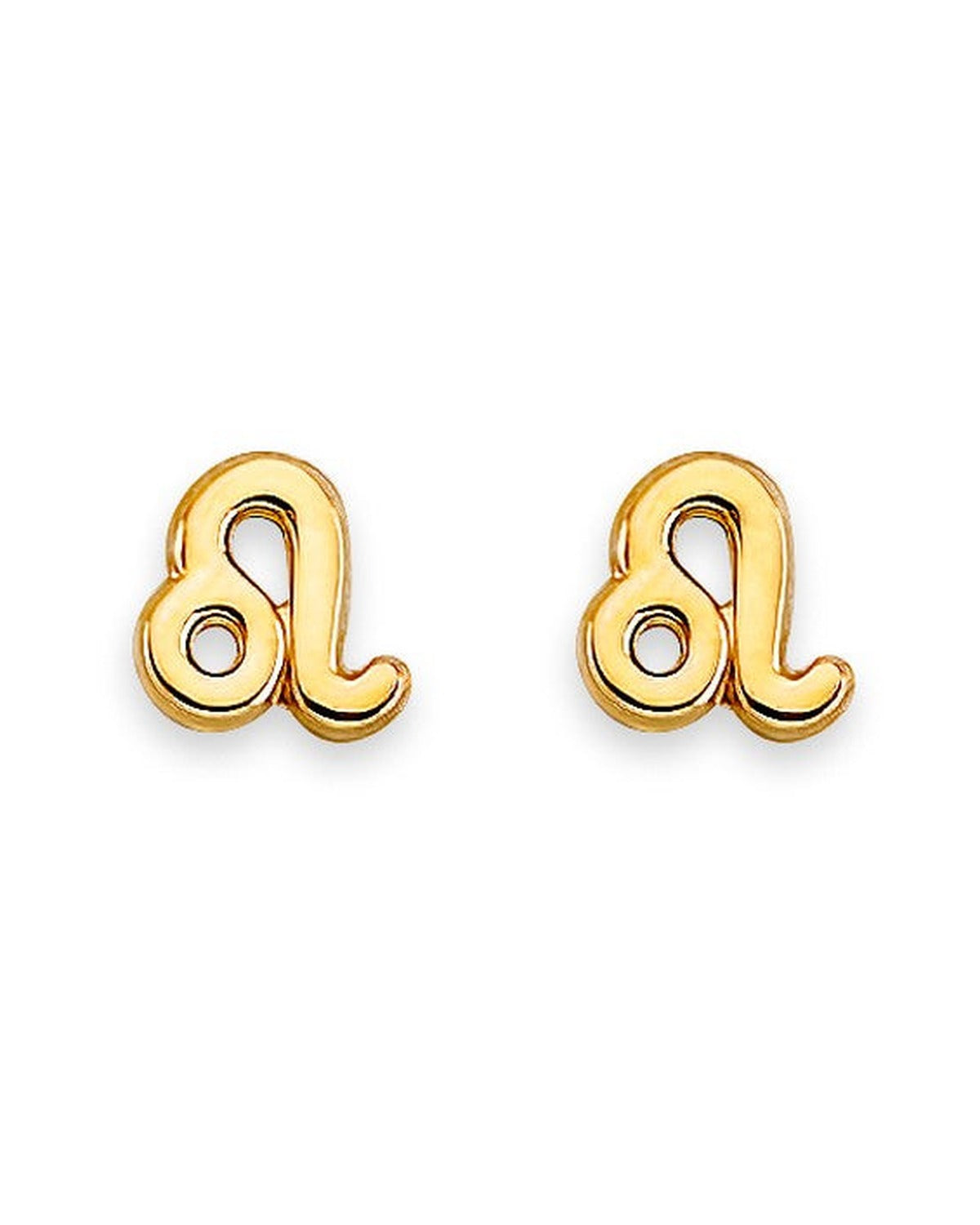 14K Yellow Gold Zodiac-Leo Stud Earrings with Screw Back (ST-0881-LEO)