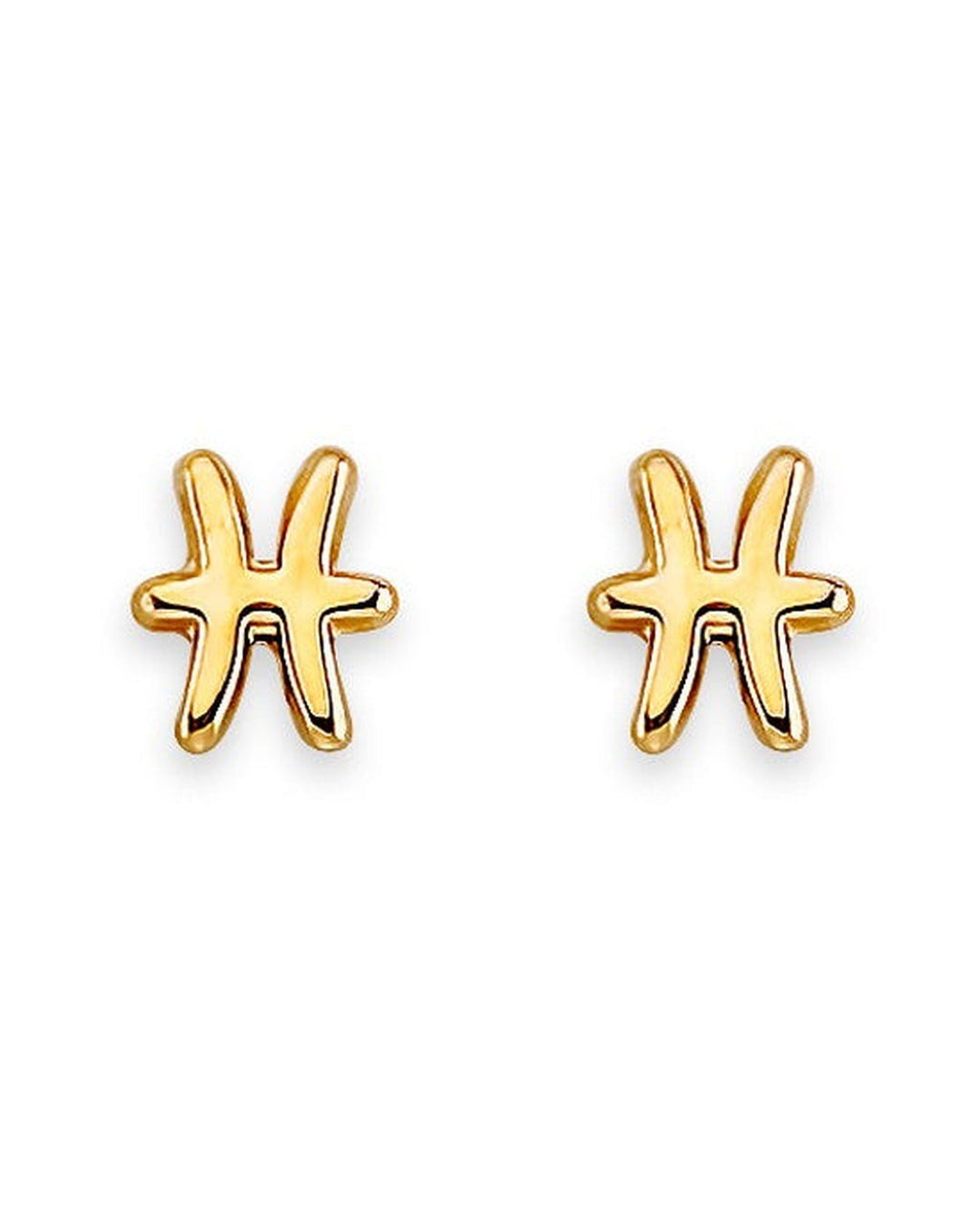 14K Yellow Gold Zodiac-Pisces Stud Earrings with Screw Back (ST-0881-PISCE)