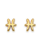 14K Yellow Gold Zodiac-Pisces Stud Earrings with Screw Back (ST-0881-PISCE)