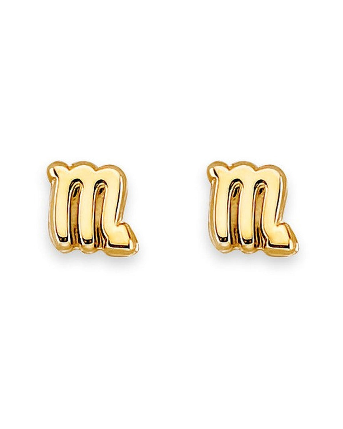 14K Yellow Gold Zodiac-Scorpio Stud Earrings with Screw Back (ST-0881-SCOPI)