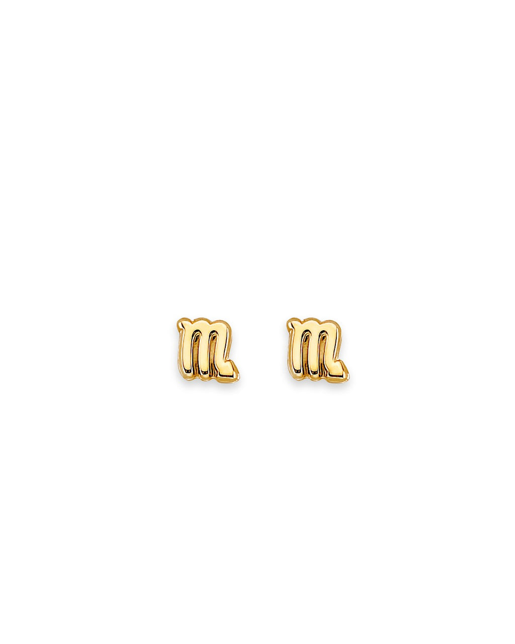 14K Yellow Gold Zodiac-Scorpio Stud Earrings with Screw Back (ST-0881-SCOPI)
