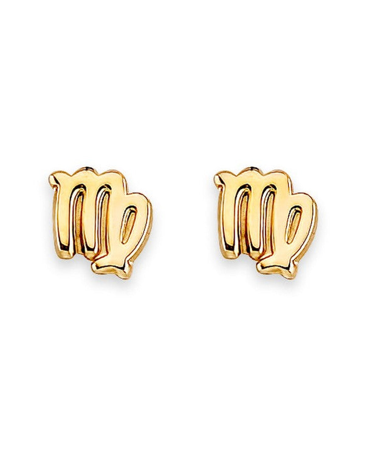 14K Yellow Gold Zodiac-Virgo Stud Earrings with Screw Back (ST-0881-VIRGO)