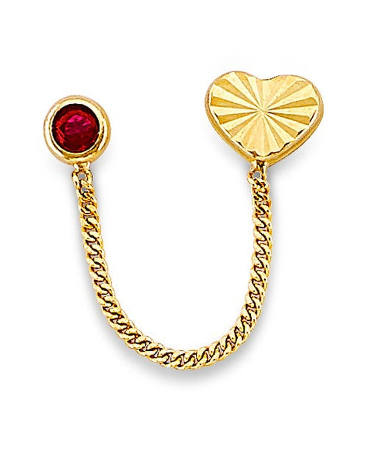 14K Yellow Gold Heart CZ Crawler Stud Earrings with Screw Back (ST-0889)