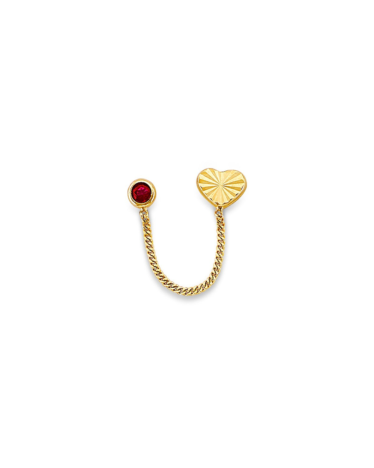 14K Yellow Gold Heart CZ Crawler Stud Earrings with Screw Back (ST-0889)