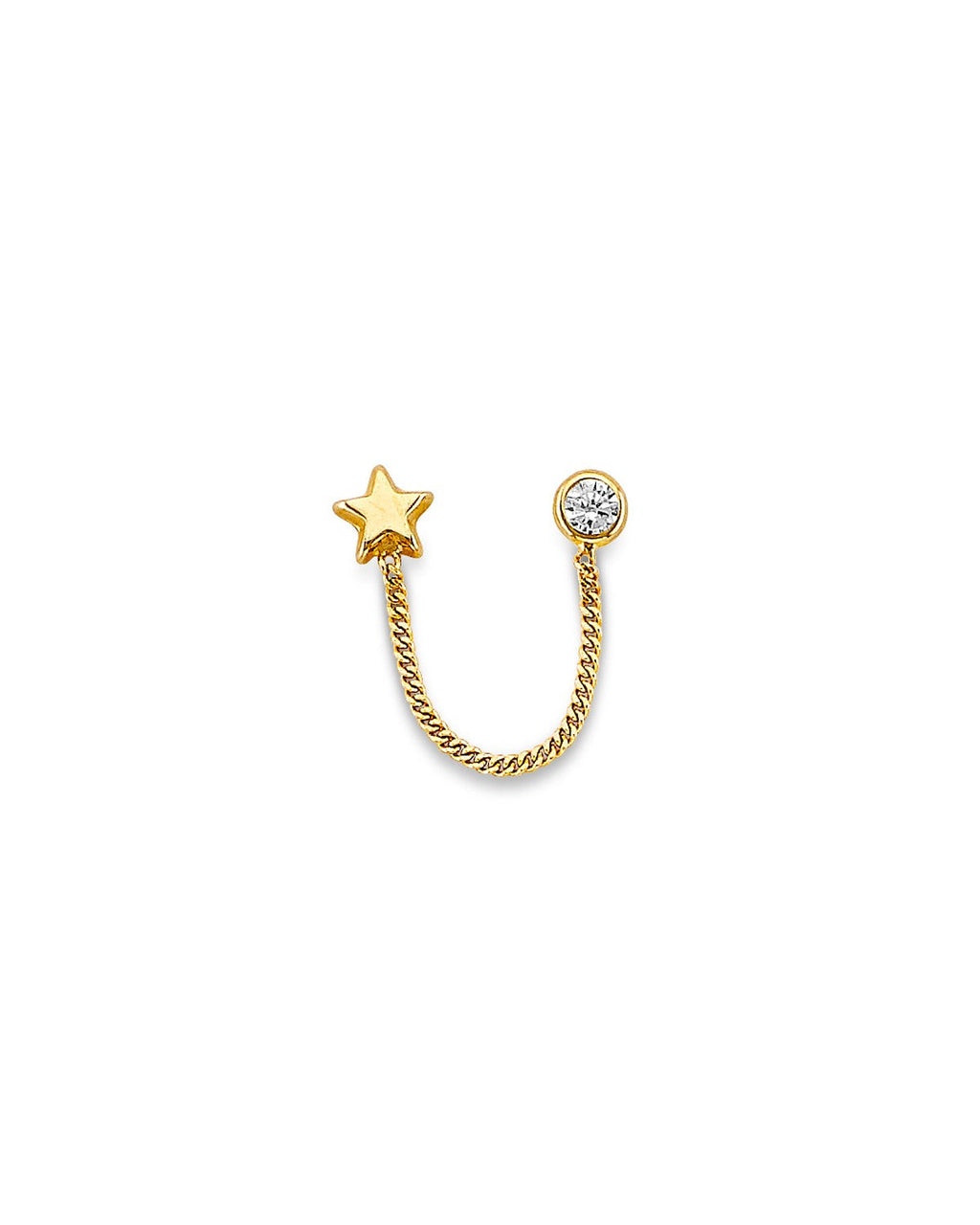 14K Yellow Gold Star CZ Crawler Stud Earrings with Screw Back (ST-0890)