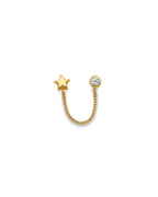 14K Yellow Gold Star CZ Crawler Stud Earrings with Screw Back (ST-0890)