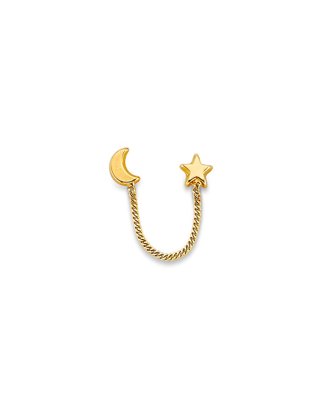 14K Yellow Gold Star & Moon Crawler Stud Earrings with Screw Back (ST-0892)