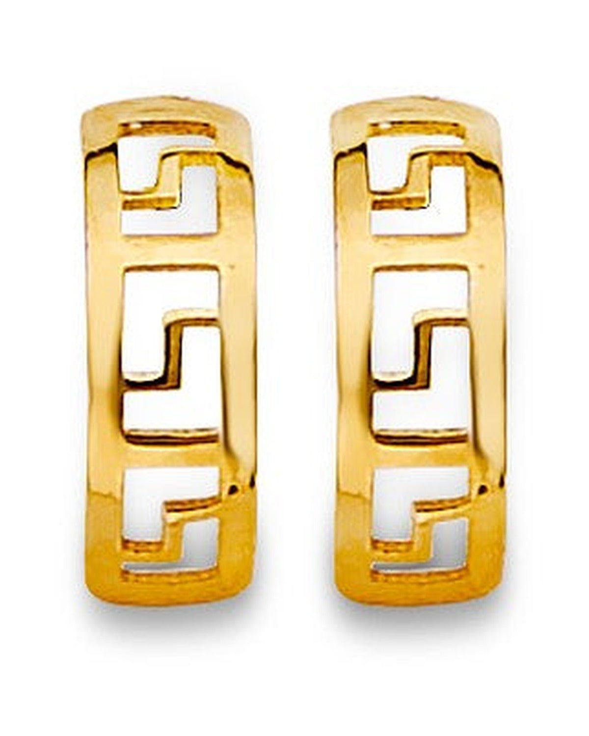 14K Yellow Gold Greek Design Stud Earrings with Screw Back (ST-0893)