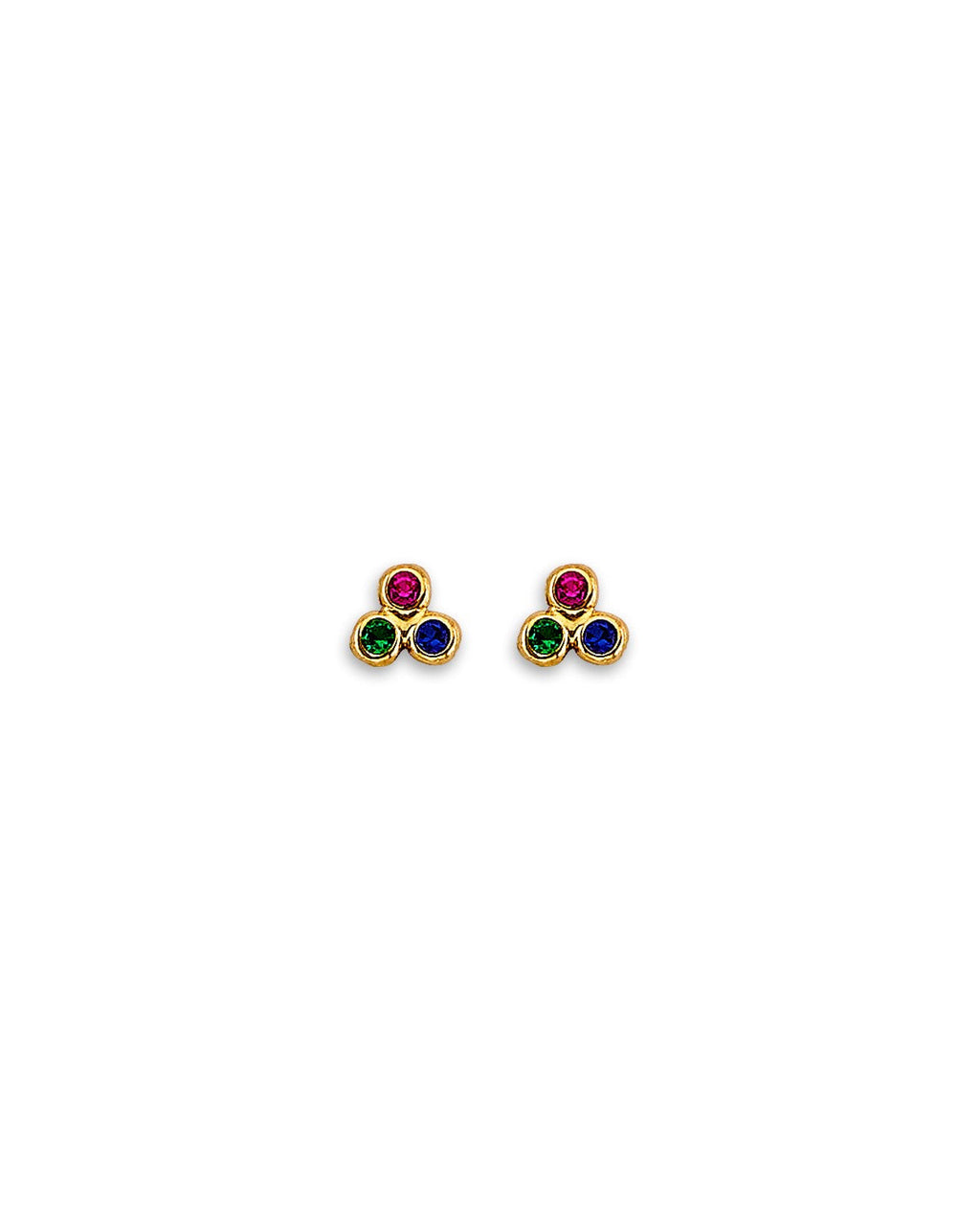 14K Yellow Gold CZ Stud Earrings with Screw Back (ST-0898)