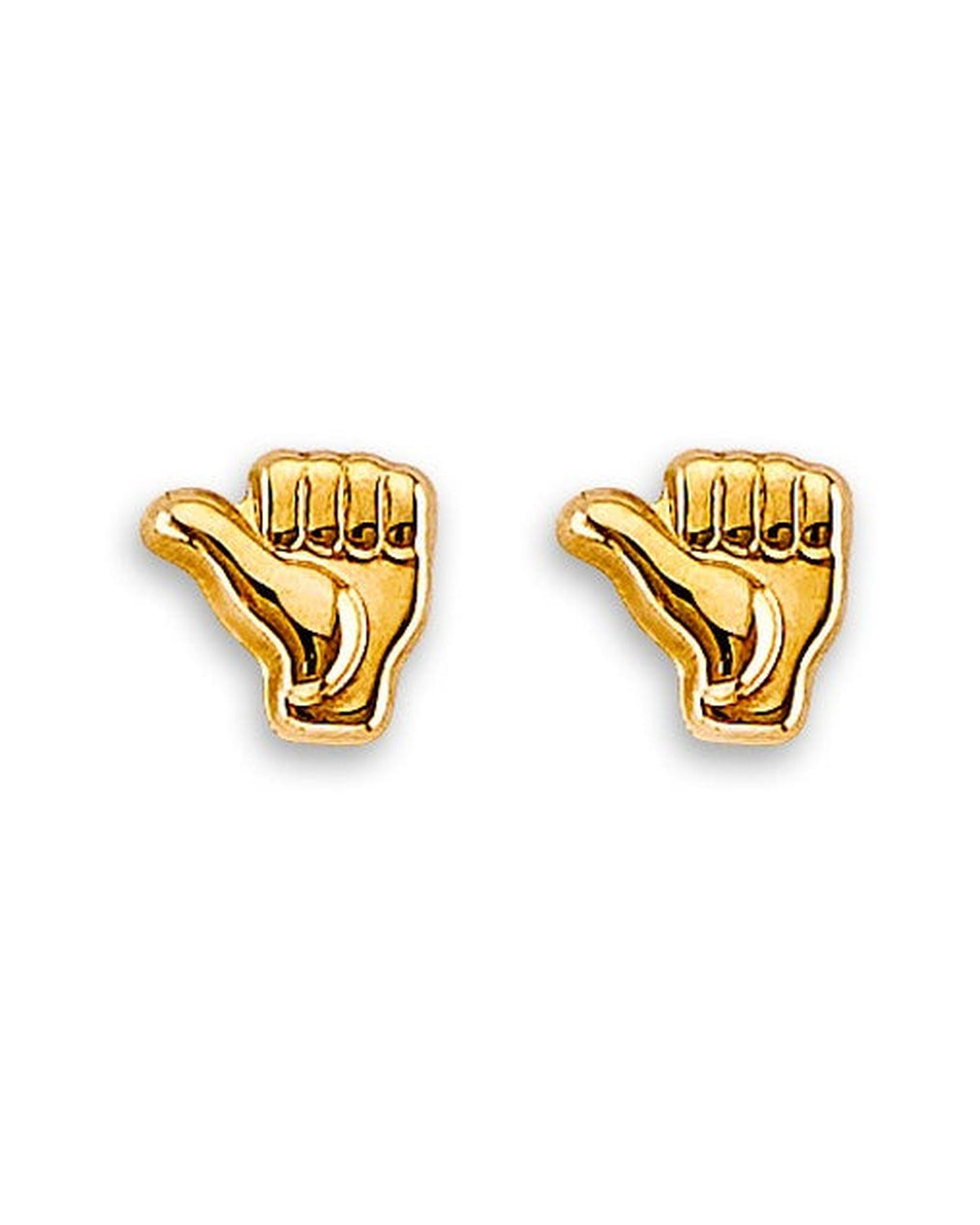 14K Yellow Gold Thumbsup Stud Earrings with Screw Back (ST-0899)