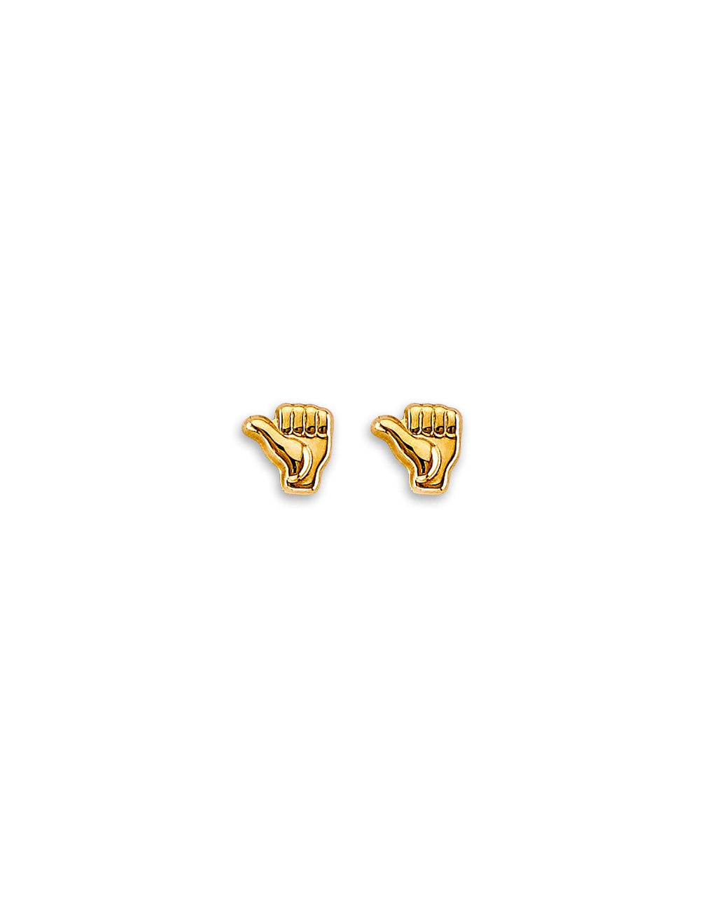 14K Yellow Gold Thumbsup Stud Earrings with Screw Back (ST-0899)