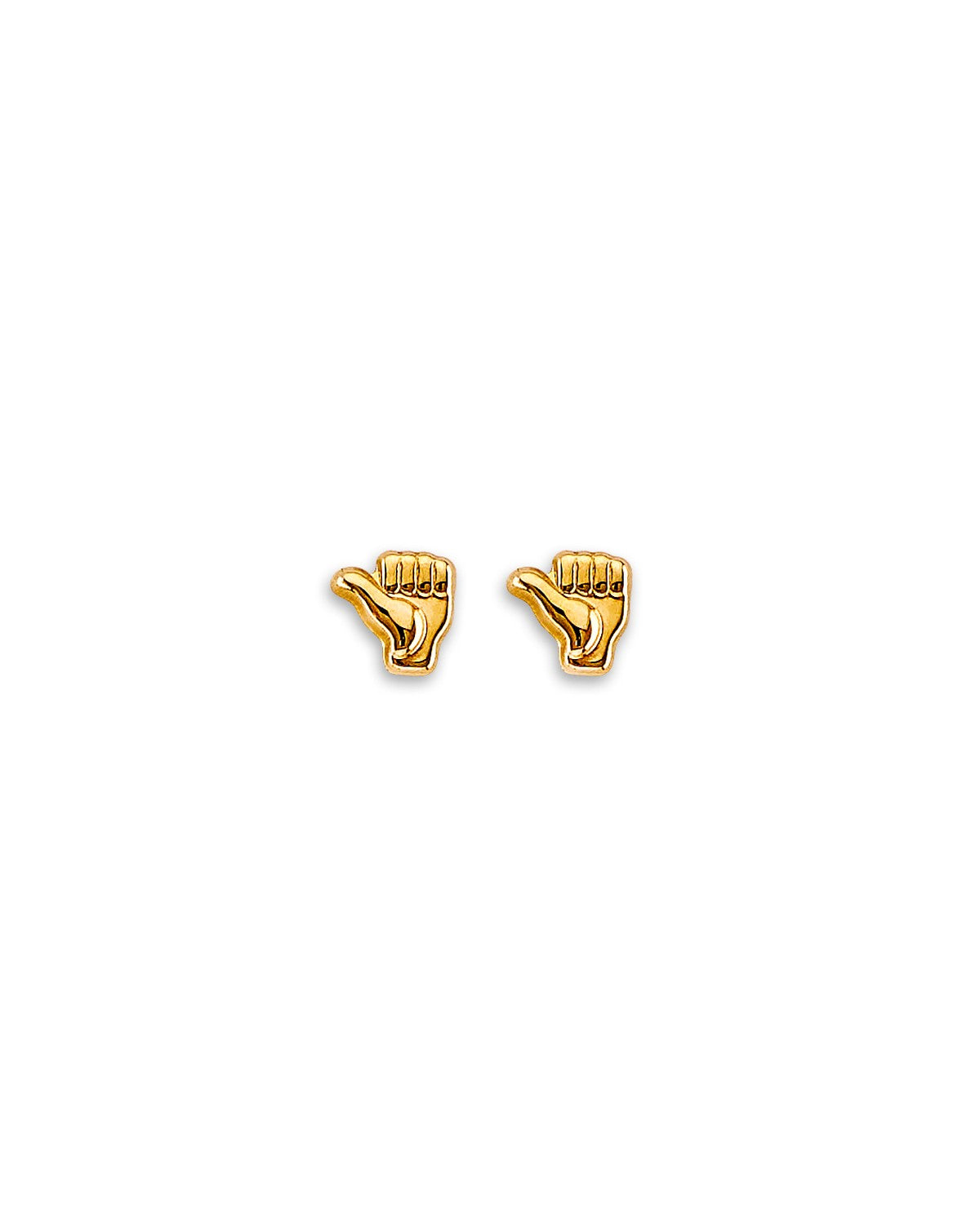 14K Yellow Gold Thumbsup Stud Earrings with Screw Back (ST-0899)