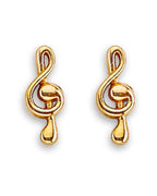 14K Yellow Gold Musical Note Stud Earrings with Screw Back (ST-0900)