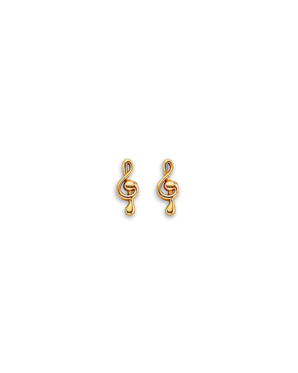 14K Yellow Gold Musical Note Stud Earrings with Screw Back (ST-0900)