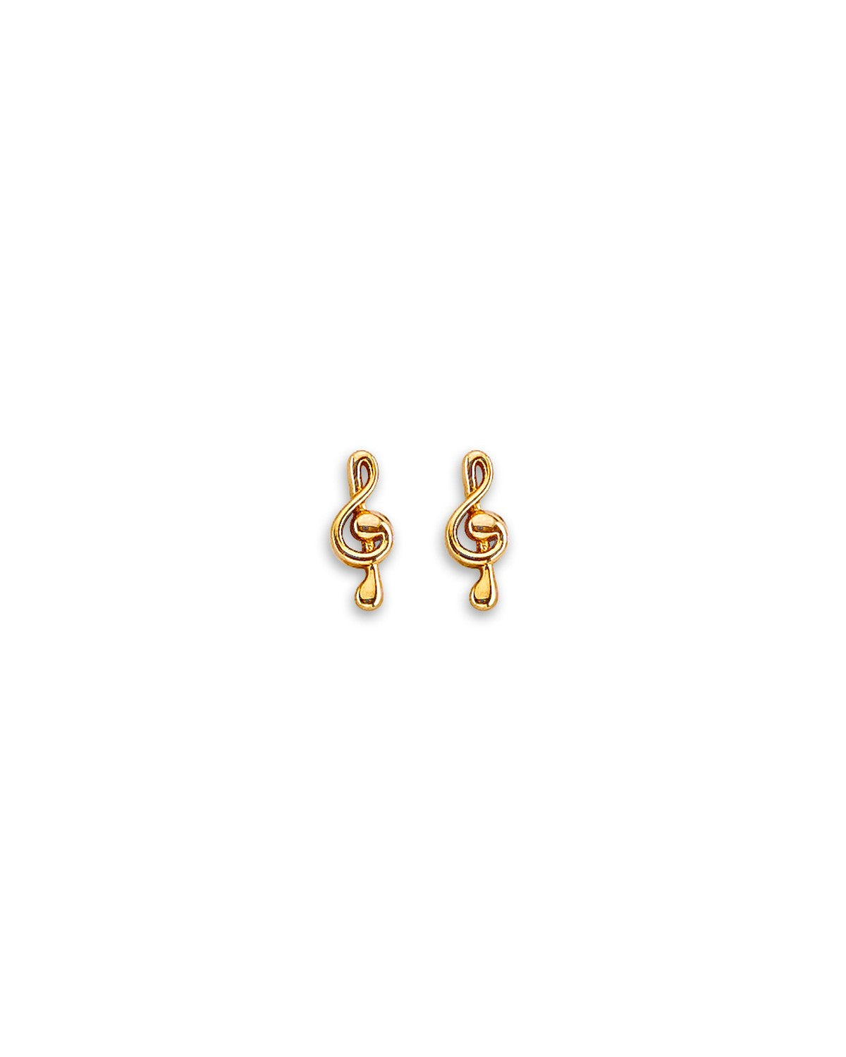 14K Yellow Gold Musical Note Stud Earrings with Screw Back (ST-0900)