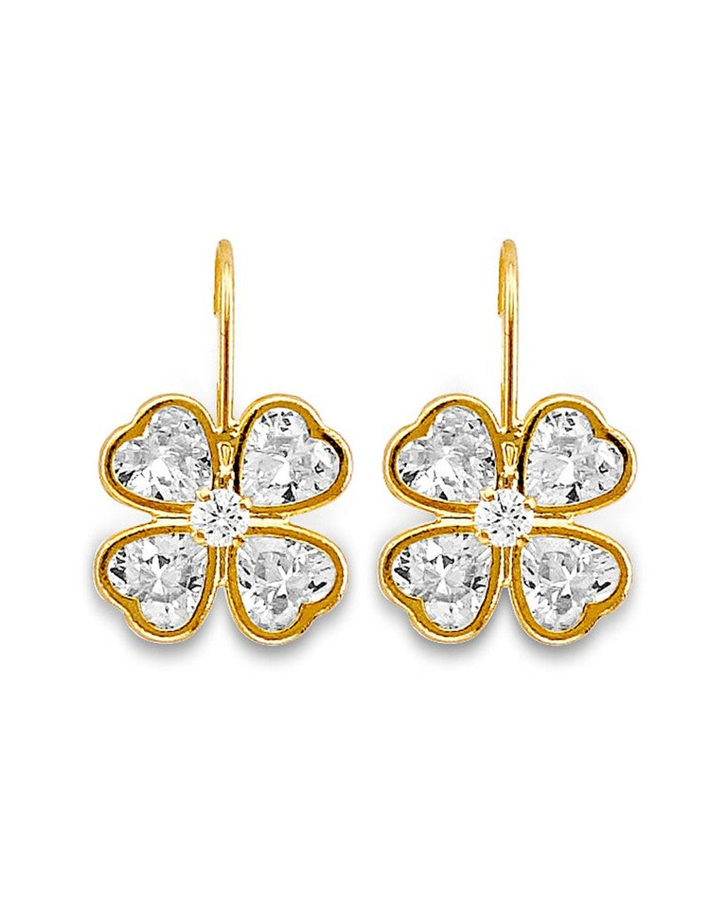 14K Yellow Gold CZ Wire Hook Stud Earrings (ST-0901)