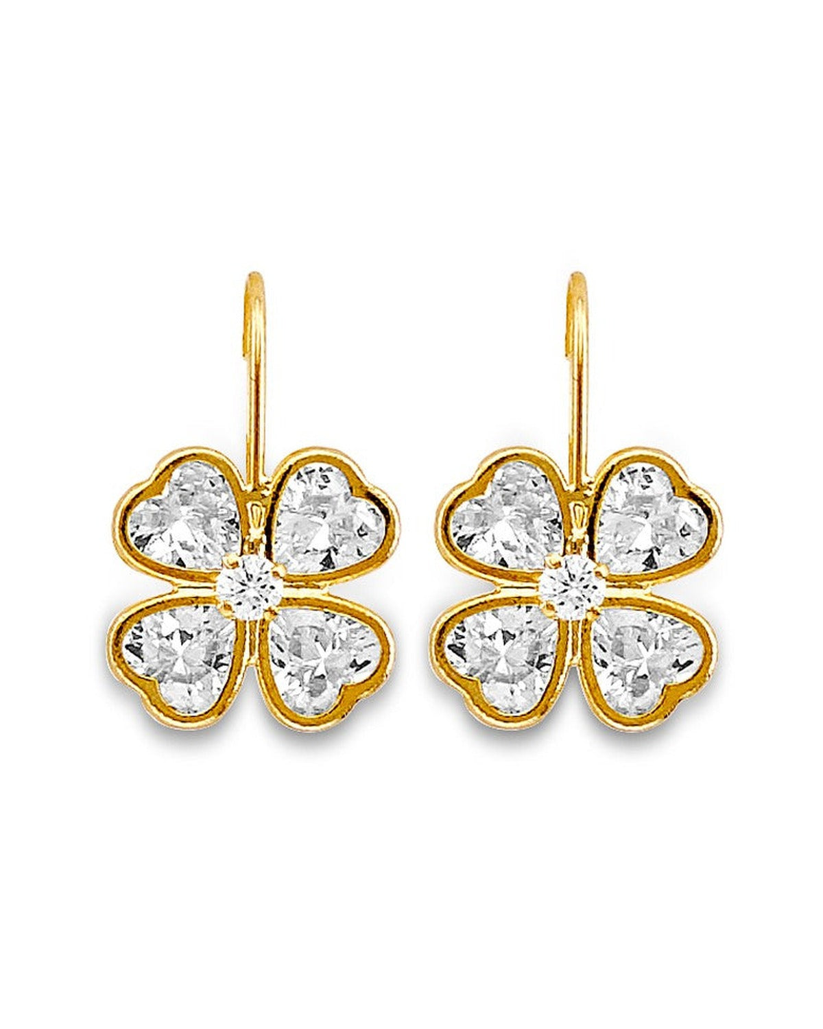14K Yellow Gold CZ Wire Hook Stud Earrings (ST-0901)