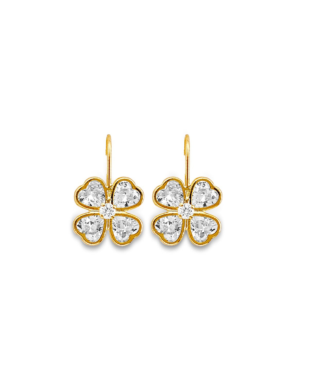 14K Yellow Gold CZ Wire Hook Stud Earrings (ST-0901)