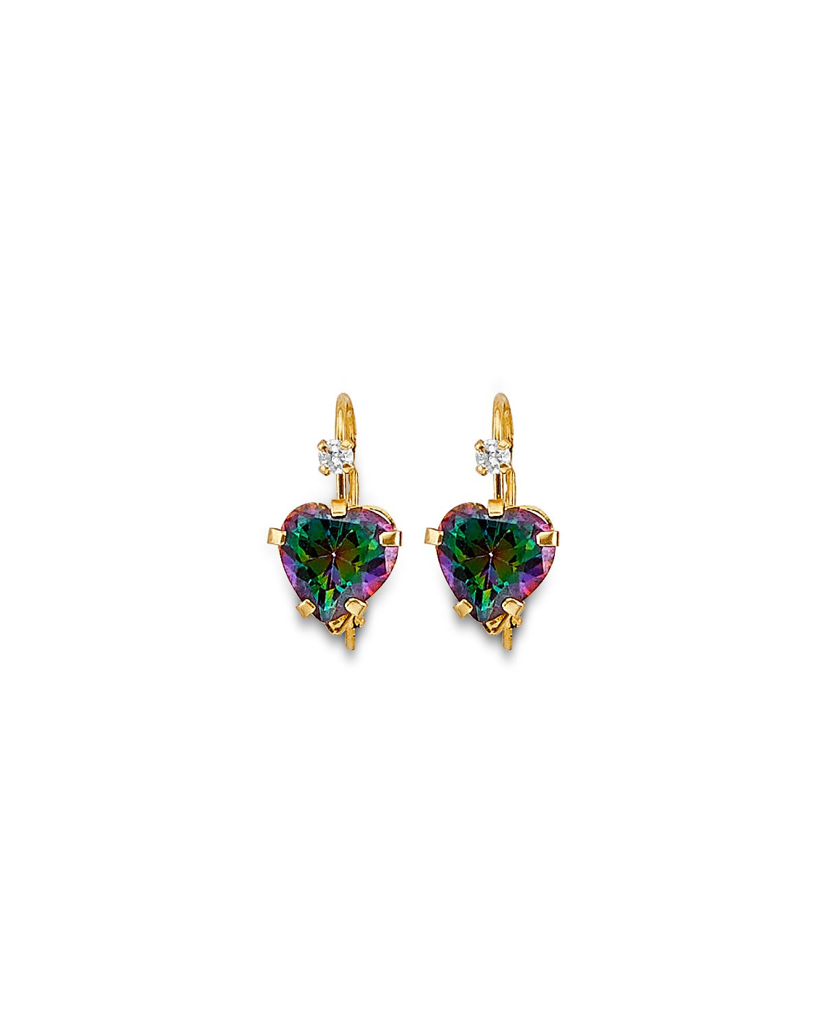 14K Yellow Gold CZ Wire Hook Stud Earring (ST-0902)