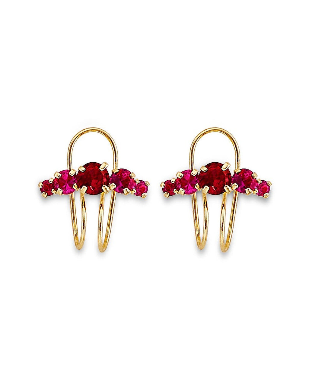 14K Yellow Gold CZ Side way Stud Earrings (ST-0904)