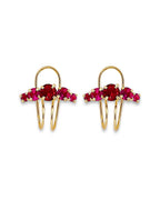 14K Yellow Gold CZ Side way Stud Earrings (ST-0904)