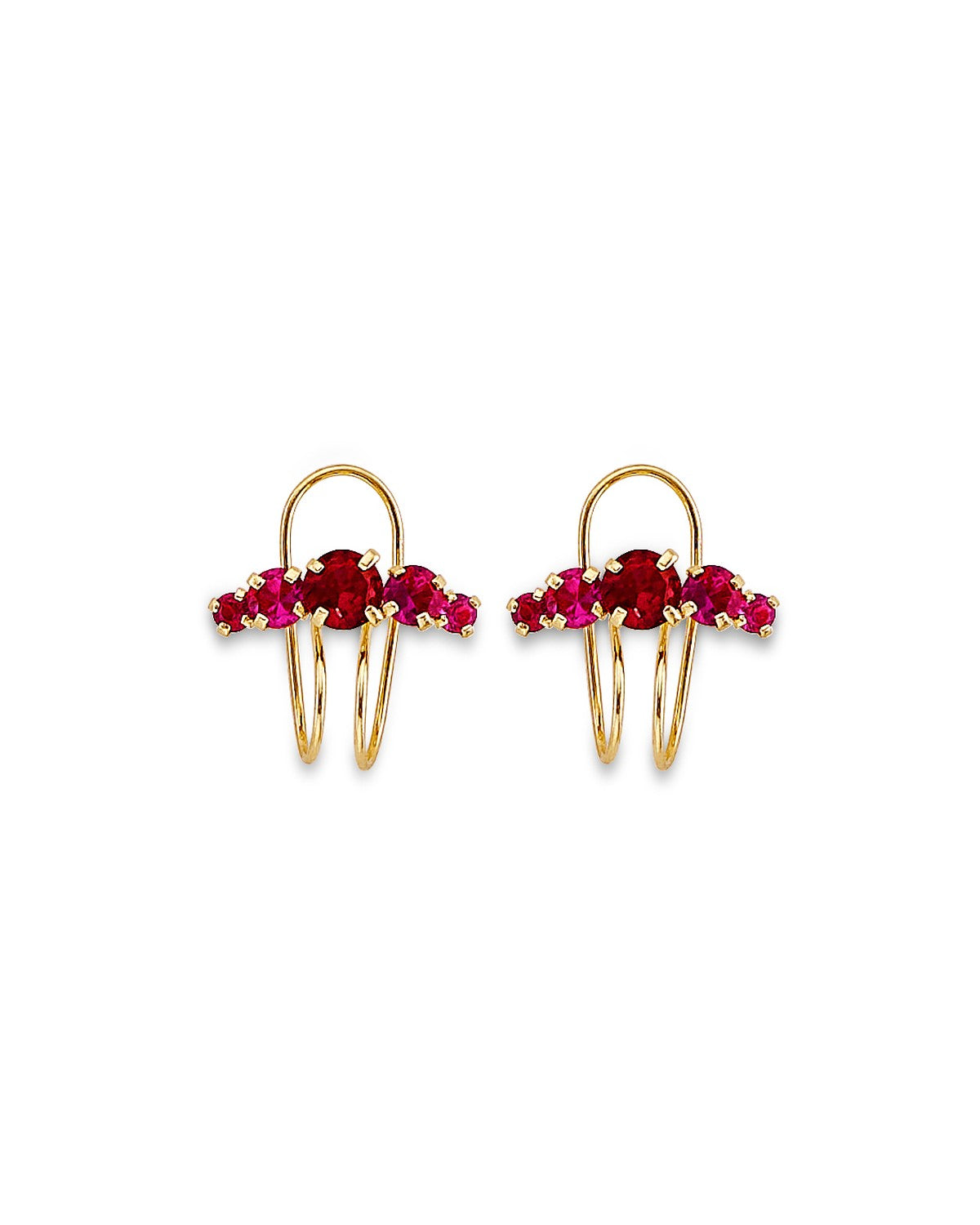 14K Yellow Gold CZ Side way Stud Earrings (ST-0904)