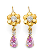 14K Yellow Gold CZ Wire Hook Stud Earrings (ST-0909)