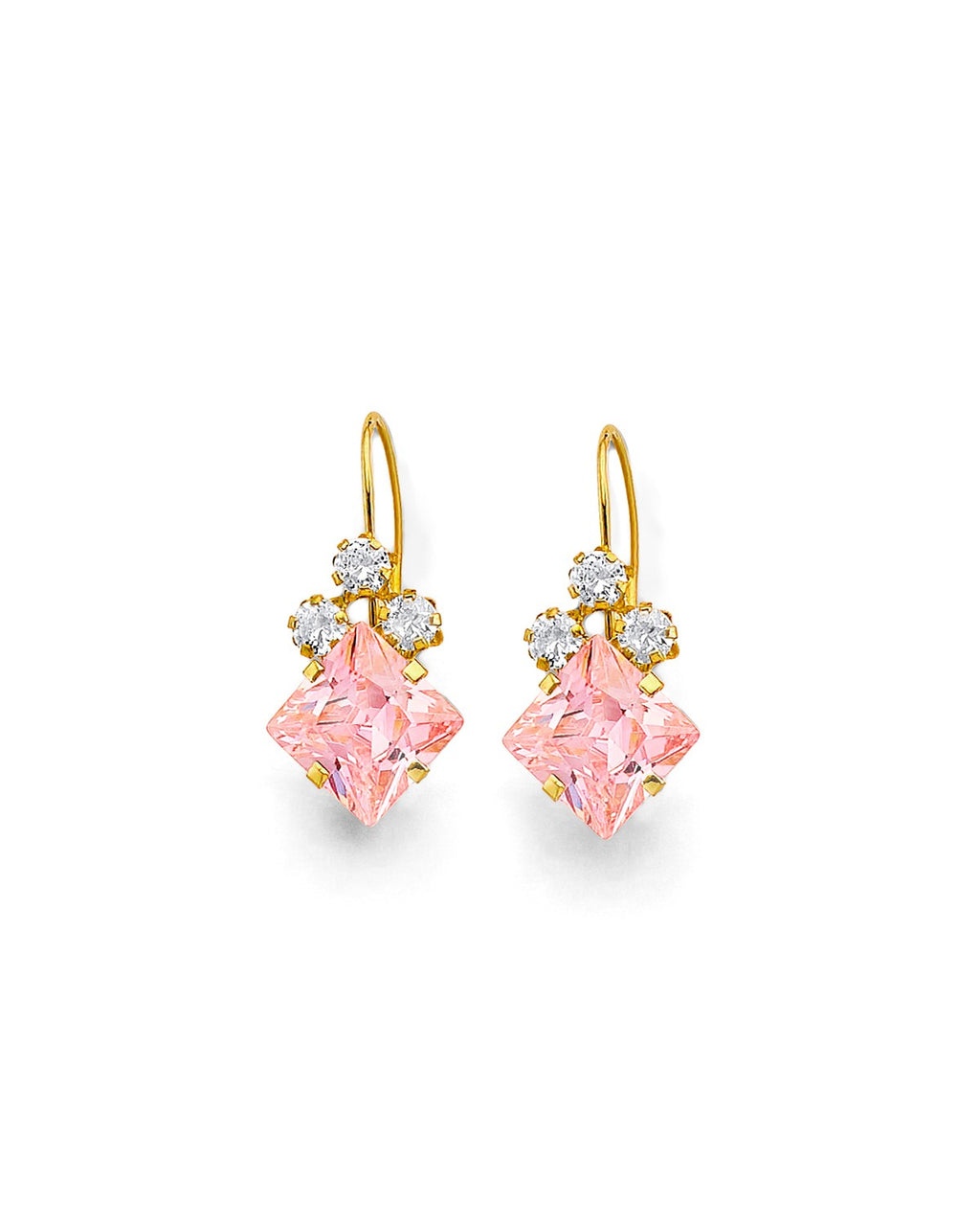 14K Yellow Gold CZ wire Hook Stud Earrings (ST-0910)