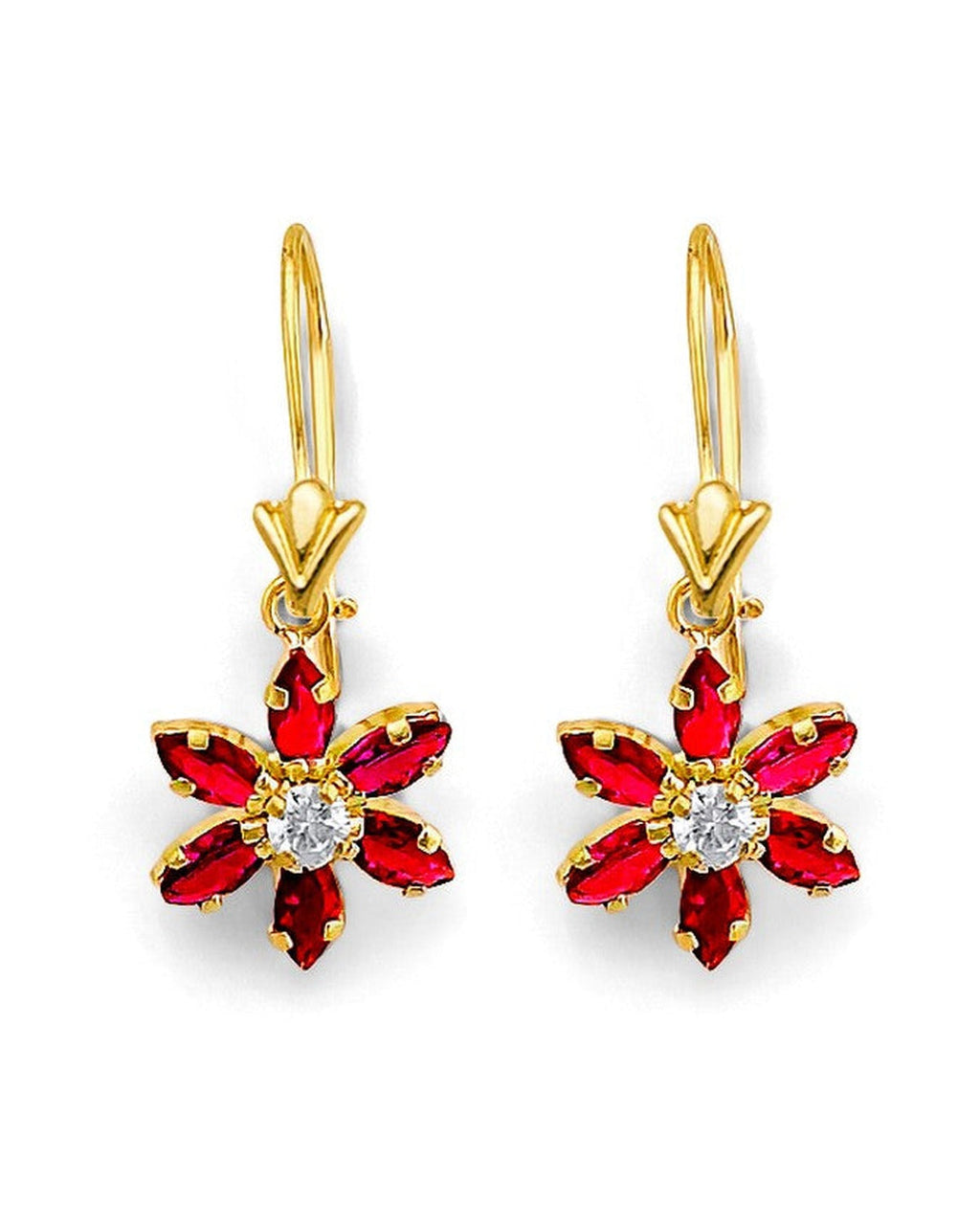 14K Yellow Gold CZ wire Hook Stud Earrings (ST-0911)