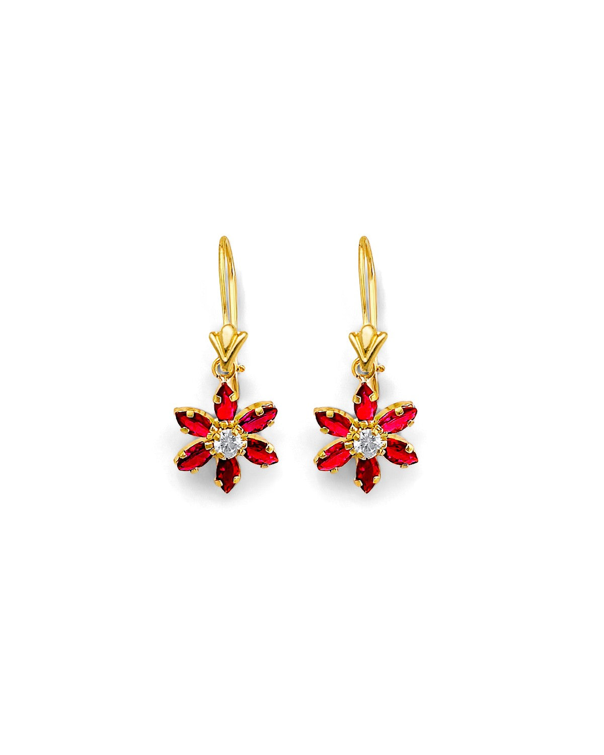 14K Yellow Gold CZ wire Hook Stud Earrings (ST-0911)
